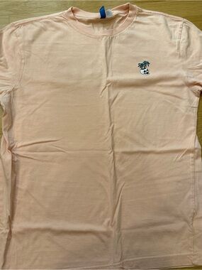H&M Light Peach Short Sleeve Tee with Palm Skull Embroidery